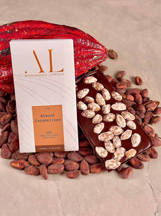 Almond Caramelised - 63% Dark Chocolate, House Blend