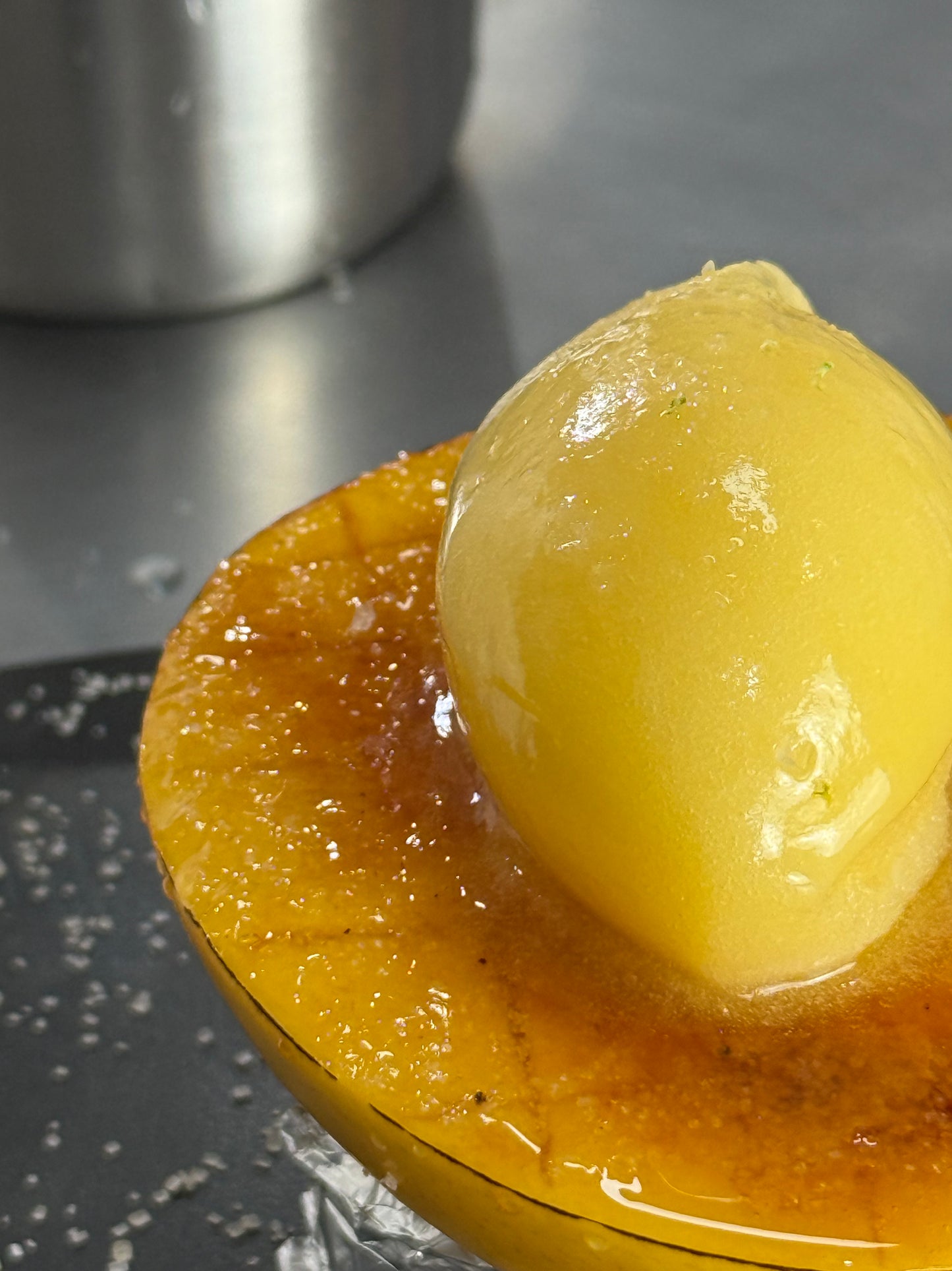 Mango sorbet dessert
